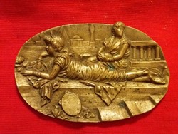 Antique relief scene copper bowl table decoration / soap holder 18 x 12 cm according to the pictures