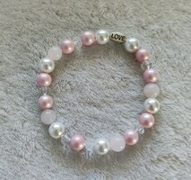 New rose quartz, shell pearl bracelet
