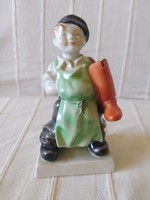 Herendi: shoemaker, shoemaker boy beautifully painted porcelain figure, flawless, marked, 20 cm