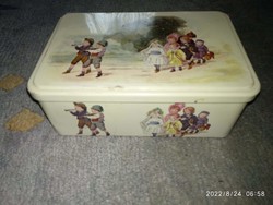 Antik francia doboz, pléh fém doboz, french  tin box