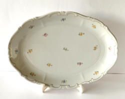 Old plate marked, golden feathered Zsolnay porcelain roasting dish, serving dish with sprinkled small virg pattern