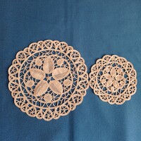 2 light beige cord crocheted lace tablecloths
