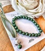 Green teal bracelet and angel pendant set