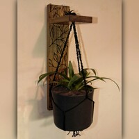 Wood and macramé plant holder