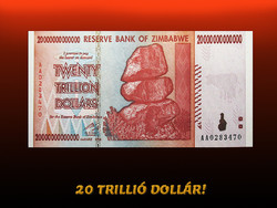 UNC - 20 000 000 000 000 DOLLÁR - ZIMBABWE - 2008 (Különleges és ritka nagycímletű bankjegy) Olvass!