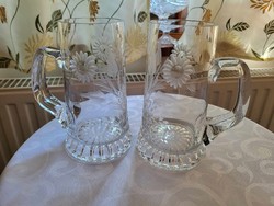 Polished glass beer cups, 2 pieces