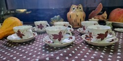 Csodás Őszi dekoros barna levélmintás aquincumi porcelán mokkás kávéscsésze készlet.