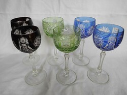 Set of 6 three-color lip crystal glasses
