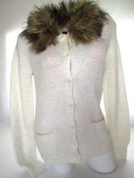 Original gaastra (s / m) women's detachable fur cardigan sweater