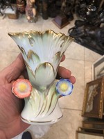 Herendi Viktória mintás porcelán váza, 13 cm-es magasságú.