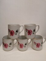 5 drasche porcelain mugs with flower patterns