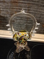 Colored glass basket jewelry holder