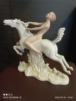 Régi német lovas női porcelán
