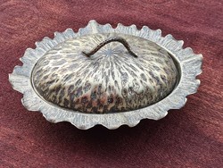 Antique silver-plated marked alpaca etrog holder, accessory for Judaica, Sukkot holidays