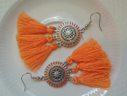 Orange yellow tassel earrings