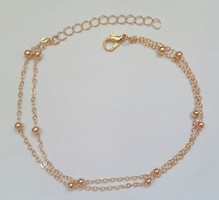 Gold-colored double-row berry anklet