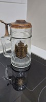 Glass jar with copper crest