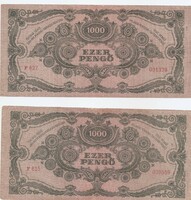 One thousand pengős from 1945, 4 pcs