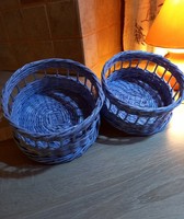 Baskets made of paper weaving in blue color