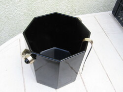 Retro arcoroc octime black ice bucket with tongs