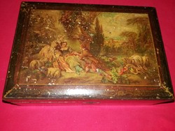 Antique 19th century hand-painted scene pipe / Biedermeyer jeweled wooden box as shown in the pictures