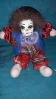 Old textile clown doll figure with porcelain head 16 cm, good condition according to the pictures