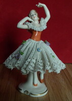 German porcelain - small ballerina figure in a lace skirt