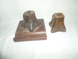 Pair of old wooden inkwells