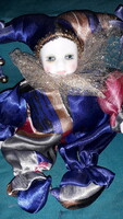 Old Venetian carnival clown doll figure with porcelain head 28 cm, good condition according to the pictures