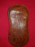 Old Polish felt-lined glasses case with leather decoration, as shown in the pictures