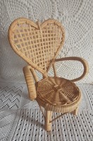 Rattan heart-backed chair for babies and teddy bears