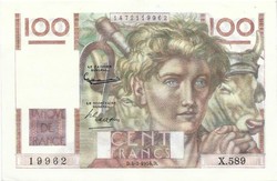 100 frank francs 1954 Franciaország 2. kötegben hajlott