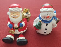 2 Christmas ceramic Santa Claus snowman decoration accessories