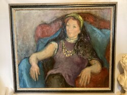 Margit Gräber (1895 - 1993). Woman in purple dress.