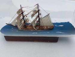 Handmade model of a ship built in glass