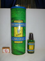 Retro becherovka plate box and unopened drink - together