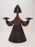 Orosz fém figurális gyertyatartó, 29 cm