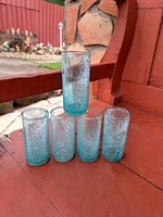 Retro rare turquoise 5 pcs glass cracked beautiful veil glass veil karcagi berek bath glass