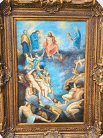 A mythological oil painting with many figures