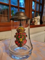 German glass beer mug with coat of arms