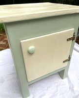 Laurel green - cream colored old retro wooden small bathroom or bedside cabinet