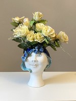 Zsuzsa Morvay (1946-) ceramic vase with plastic female head decoration 26 cm