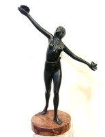 Art deco dancing girl, bronze statue, 1920s