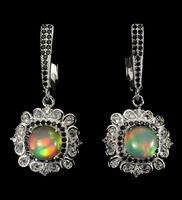 Real fire opal and black spinel with 925 sterling silver