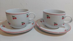 Cseresznyés teás csészék 2db - alföldi edénygyàros
