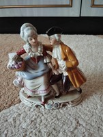 Lippelsdorf GDR német porcelán barokk romantikázó pár