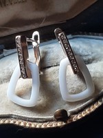 White ceramic earrings with French clasp