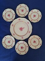 Flawless! Herend Apponyi pur-pur pattern 6 pcs. Pastry/dessert plate and serving bowl