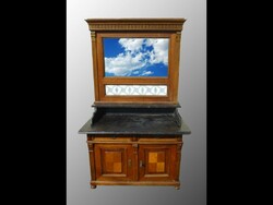 1922 Antique pewter vanity cabinet with mirror
