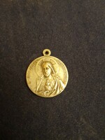 Old, convex Virgin Mary and Jesus pendant on both sides